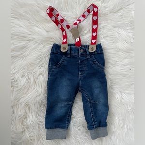 Cat and Jack heart suspenders and jeans